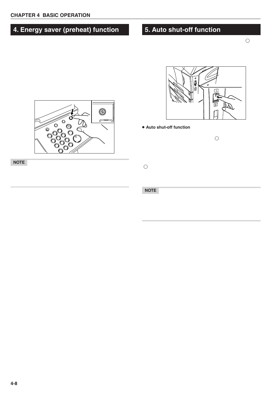Energy saver (preheat) function, Auto shut-off function, Chapter 4 basic operation | TA Triumph-Adler DC 2025 User Manual | Page 32 / 139