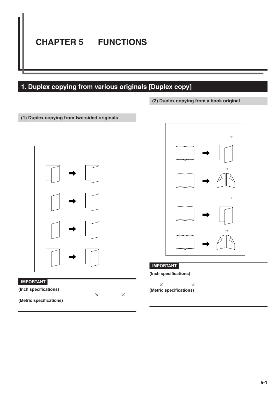 Chapter 5 functions, Duplex copying from various originals [duplex copy | TA Triumph-Adler DC 2025 User Manual | Page 33 / 139