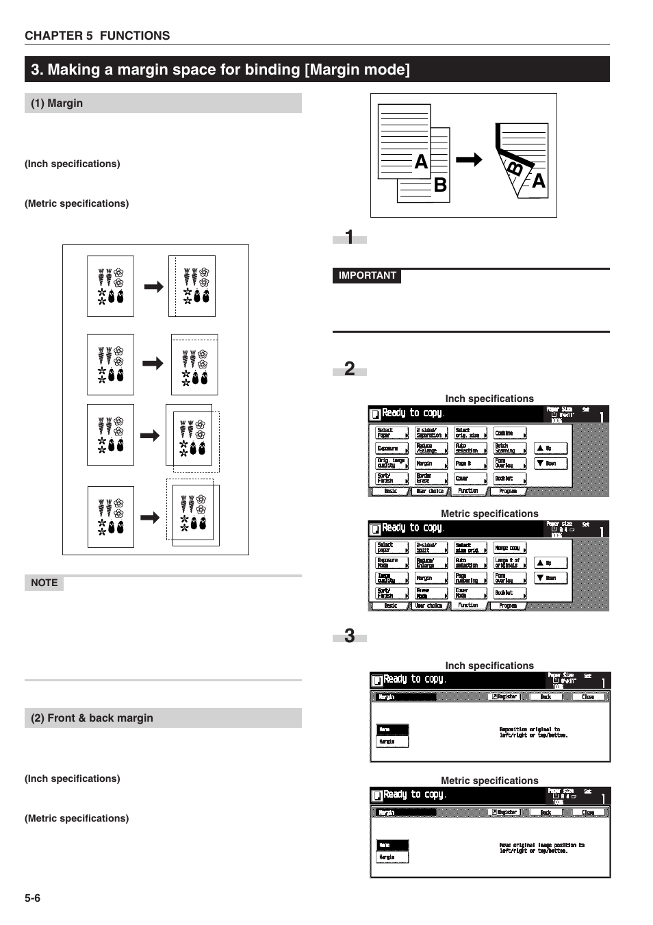 3a a b b, Making a margin space for binding [margin mode | TA Triumph-Adler DC 2025 User Manual | Page 38 / 139