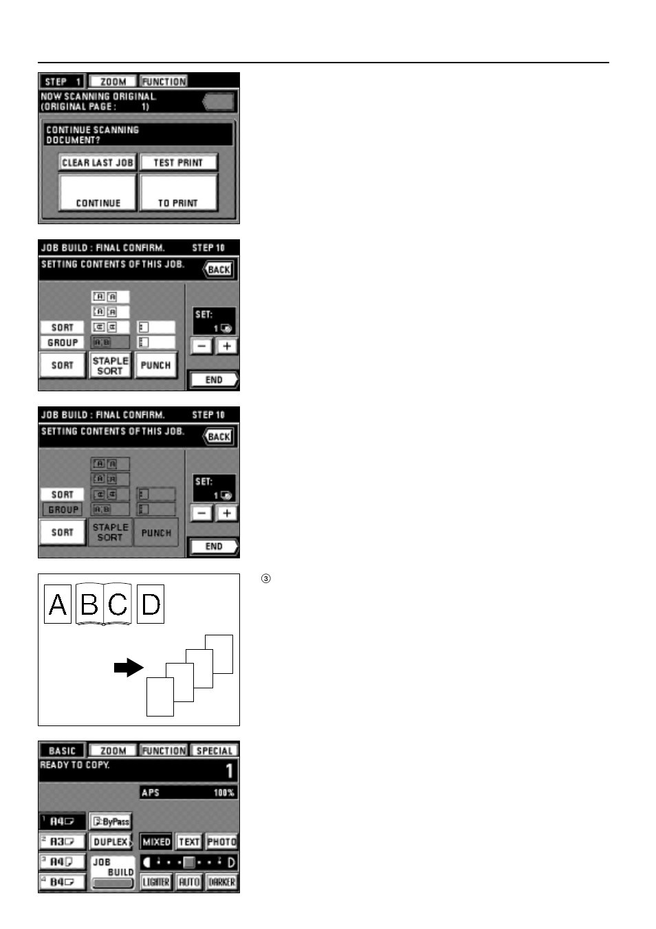 3 batch copy from platen, Dc b a, Applicable copy modes | TA Triumph-Adler DC 2042 User Manual | Page 61 / 109