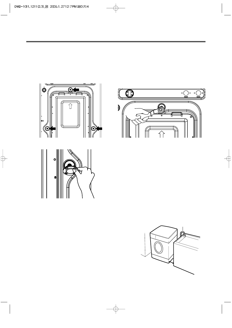 Installation instructions, Removing transit bolts, Location of washer | Daewoo DWD-F1011  EN User Manual | Page 4 / 23