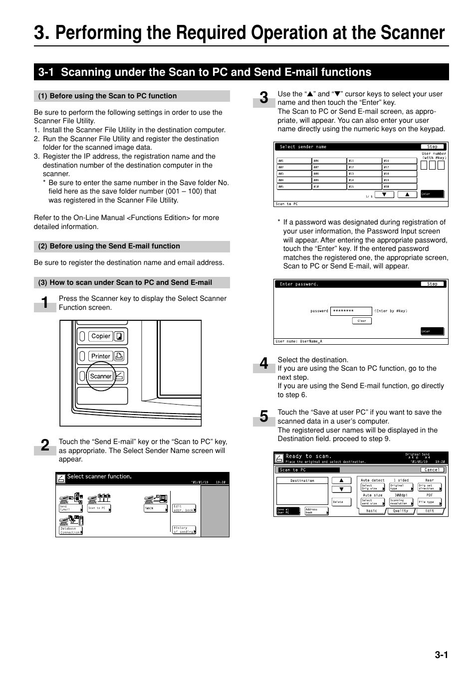 Performing the required operation at the scanner | TA Triumph-Adler DC 2045 User Manual | Page 19 / 32