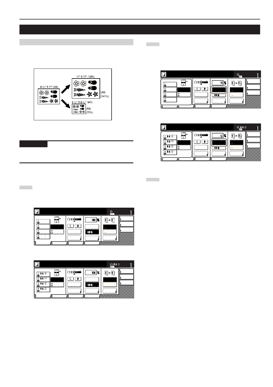 Enlarging/reducing the copy image, 1) auto magnification selection mode, Ready to copy | Inch specifications metric specifications | TA Triumph-Adler DC 2045 User Manual | Page 35 / 244