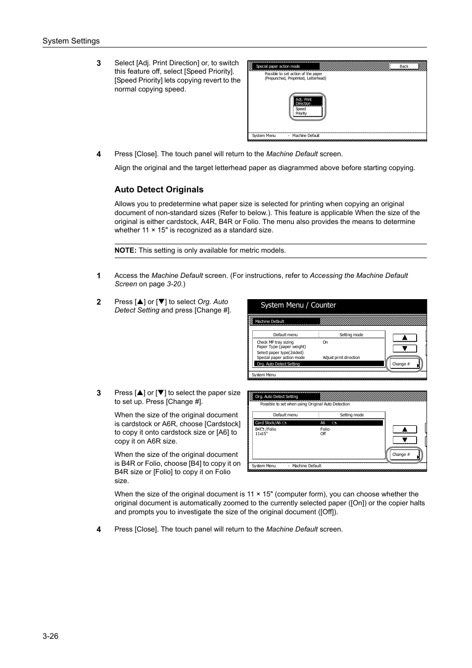 Auto detect originals -26, Auto detect originals, System settings 3-26 3 | System menu / counter | TA Triumph-Adler DC 2060 User Manual | Page 126 / 210