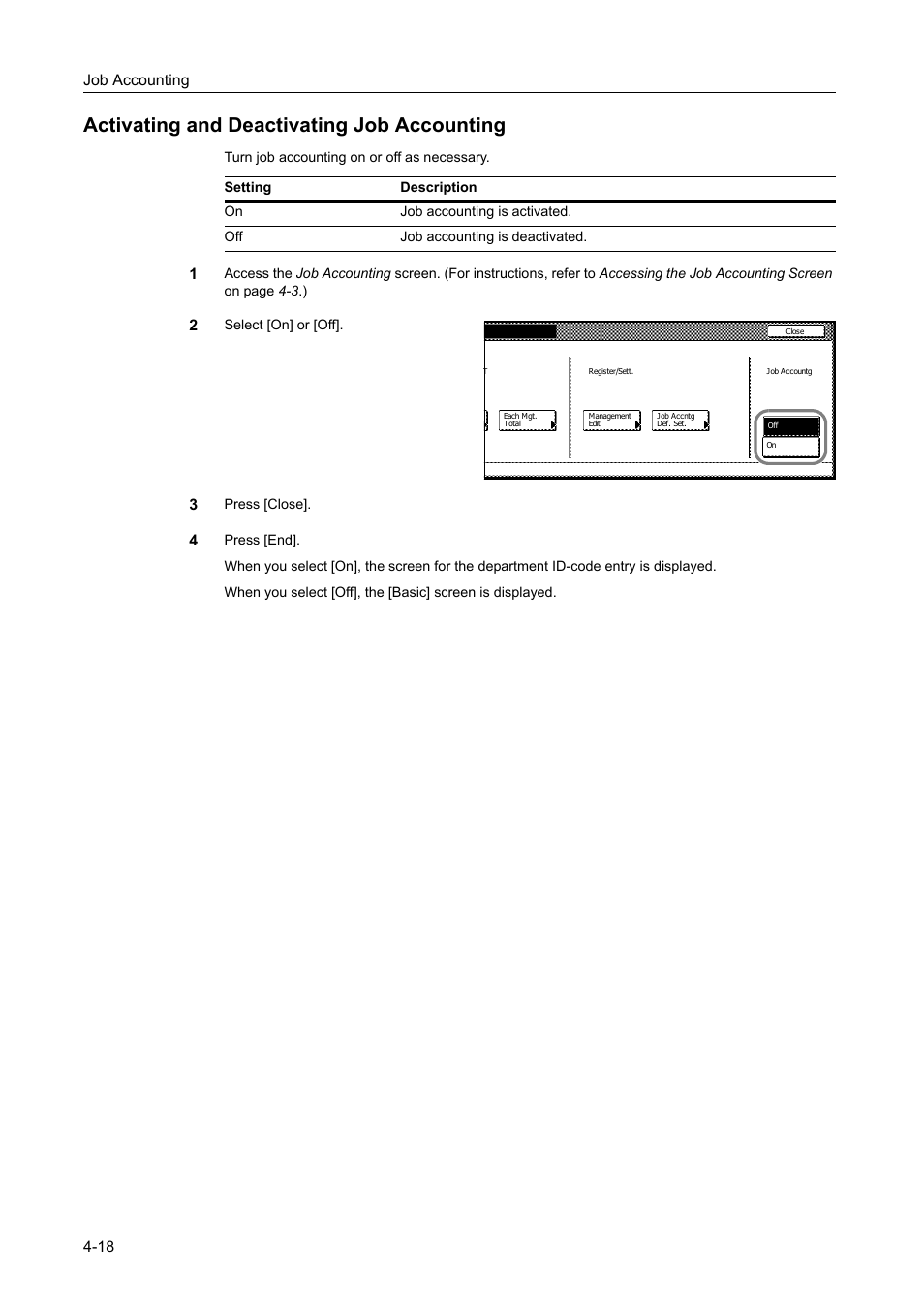 Activating and deactivating job accounting, Activating and deactivating job accounting -18 | TA Triumph-Adler DC 2060 User Manual | Page 178 / 210