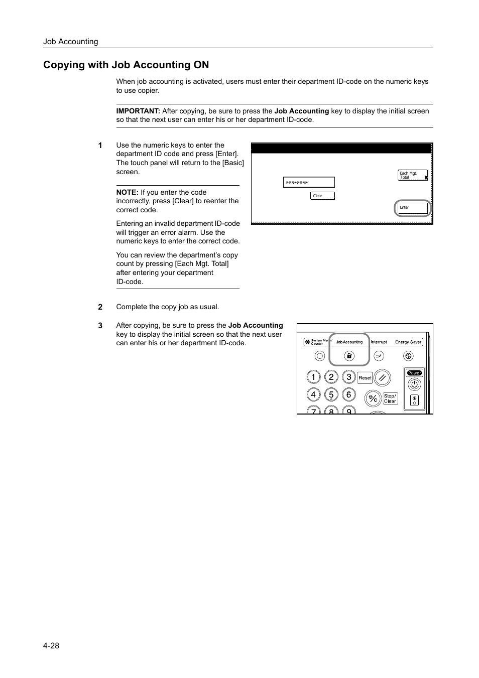 Copying with job accounting on, Copying with job accounting on -28 | TA Triumph-Adler DC 2060 User Manual | Page 188 / 210