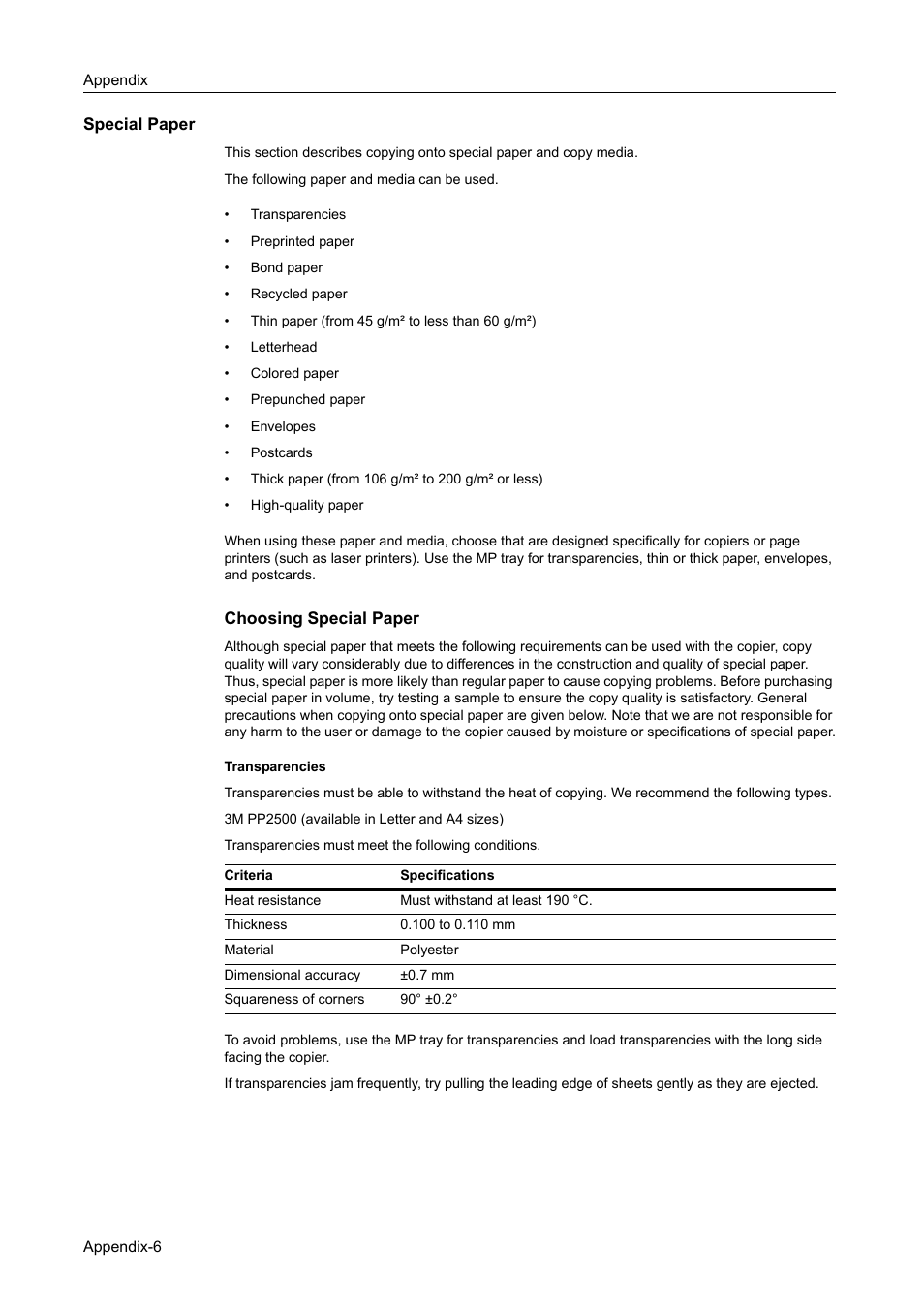 Special paper | TA Triumph-Adler DC 2060 User Manual | Page 194 / 210