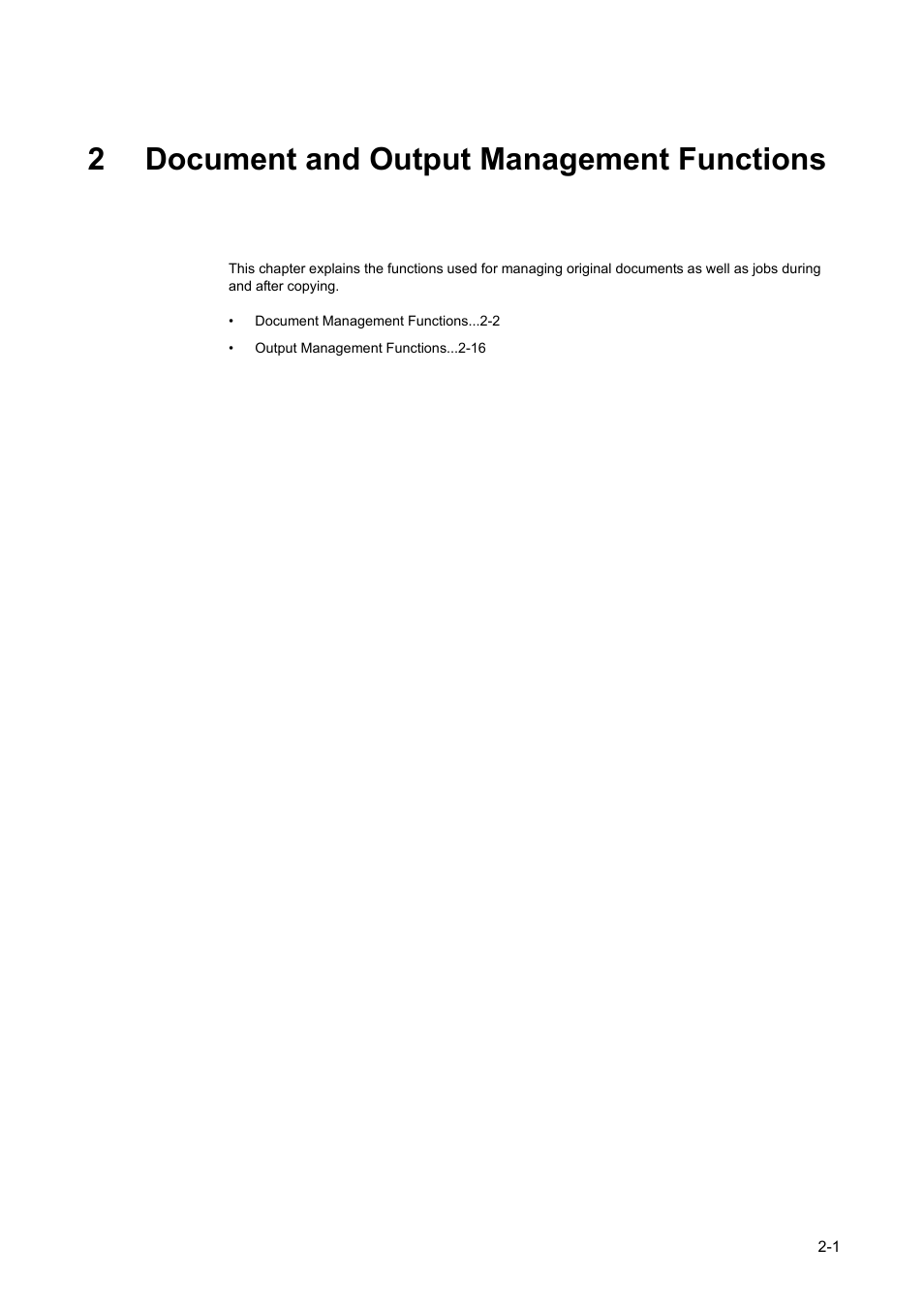 2 document and output management functions, Document and output management functions -1, 2document and output management functions | TA Triumph-Adler DC 2060 User Manual | Page 83 / 210