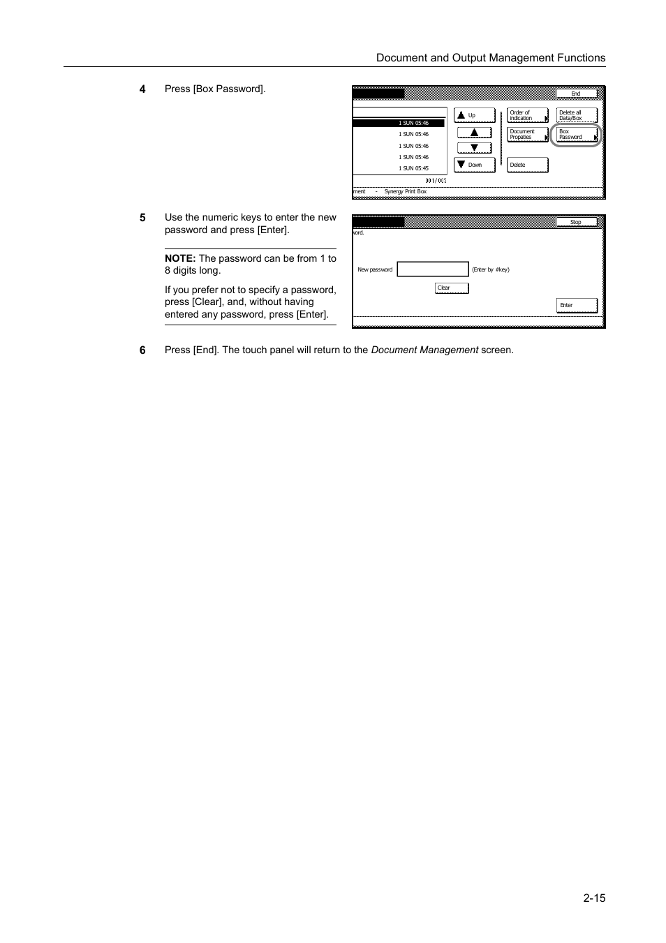 Document and output management functions 2-15 4, Press [box password | TA Triumph-Adler DC 2060 User Manual | Page 97 / 210