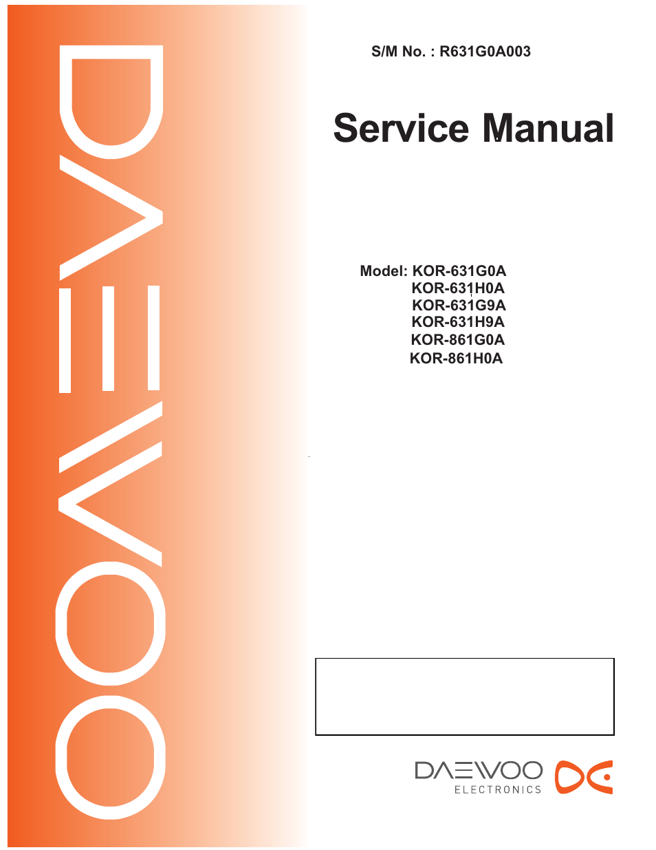 Daewoo KOR-631H9A User Manual | 38 pages
