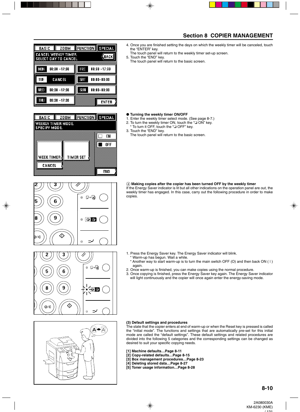 3) default settings and procedures, Weekly timer -10, 3) default settings and procedures -10 | TA Triumph-Adler DC 2062 User Manual | Page 107 / 165