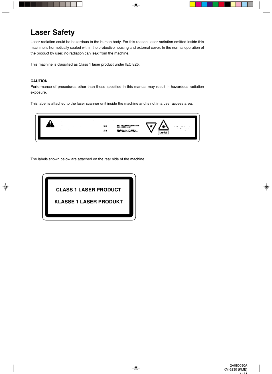 Laser safety, Laser safety -2, Class 1 laser product klasse 1 laser produkt | TA Triumph-Adler DC 2062 User Manual | Page 164 / 165