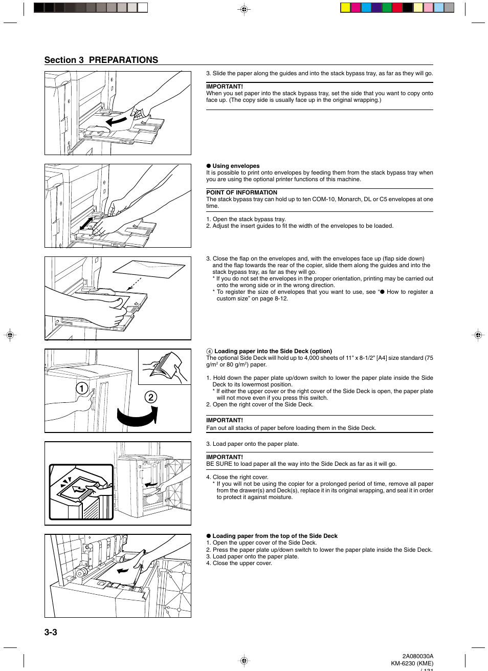 4 loading paper into the side deck (option), 4 loading paper into the side deck (option) -3 | TA Triumph-Adler DC 2062 User Manual | Page 23 / 165
