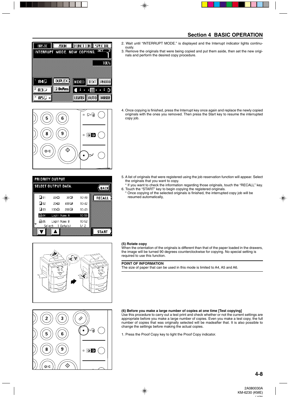 5) rotate copy, Test copying] -8 | TA Triumph-Adler DC 2062 User Manual | Page 35 / 165
