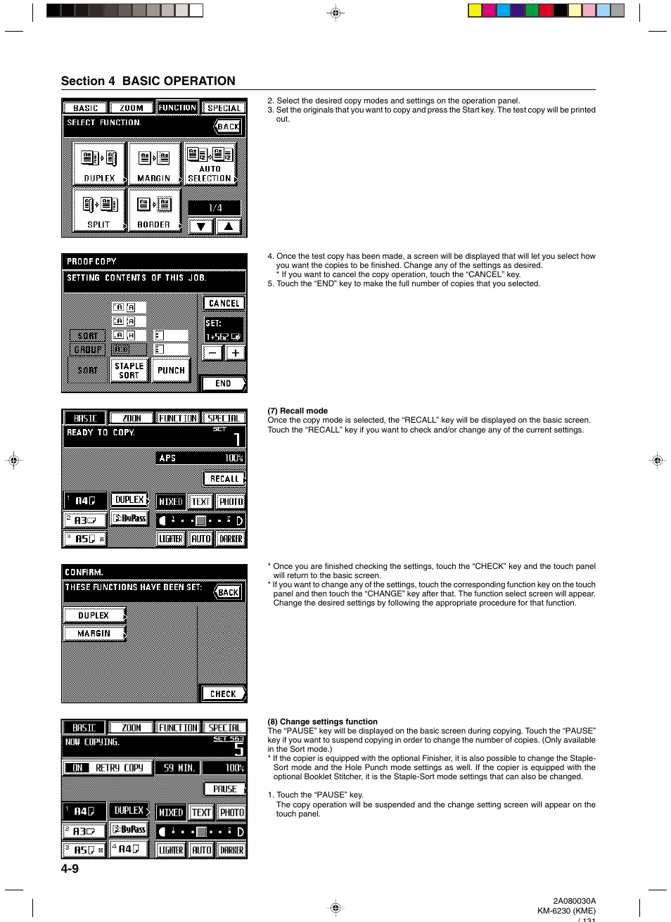 7) recall mode, 8) change settings function, 7) recall mode -9 (8) change settings function -9 | TA Triumph-Adler DC 2062 User Manual | Page 36 / 165