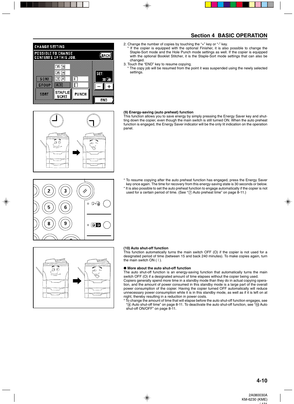 9) energy-saving (auto preheat) function, 10) auto shut-off function | TA Triumph-Adler DC 2062 User Manual | Page 37 / 165