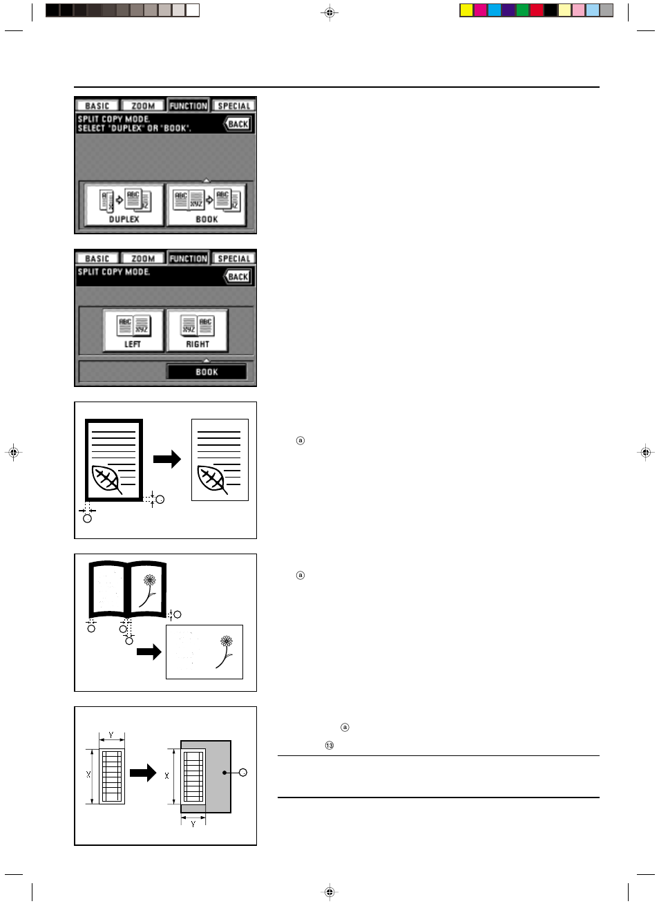 Erasing blemishes from the edges of copies (sheet), Selecting the area to be erased (custom), 4) erasing the edges around copies from books, etc | TA Triumph-Adler DC 2062 User Manual | Page 44 / 165