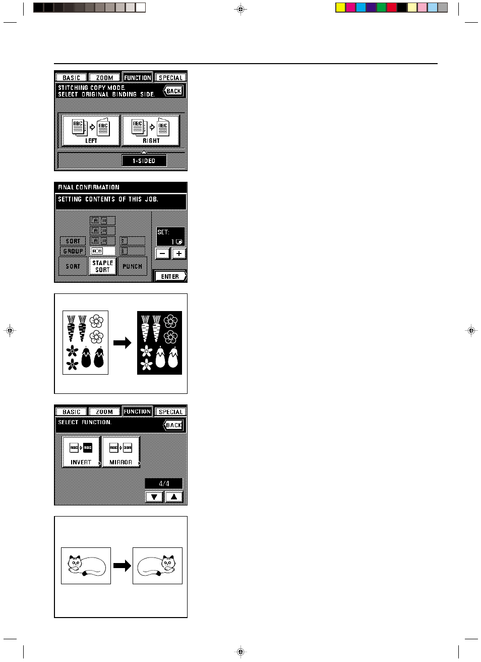 13) inverting black and white [invert copy mode, 14) making mirror-image copies [mirror image mode | TA Triumph-Adler DC 2062 User Manual | Page 64 / 165