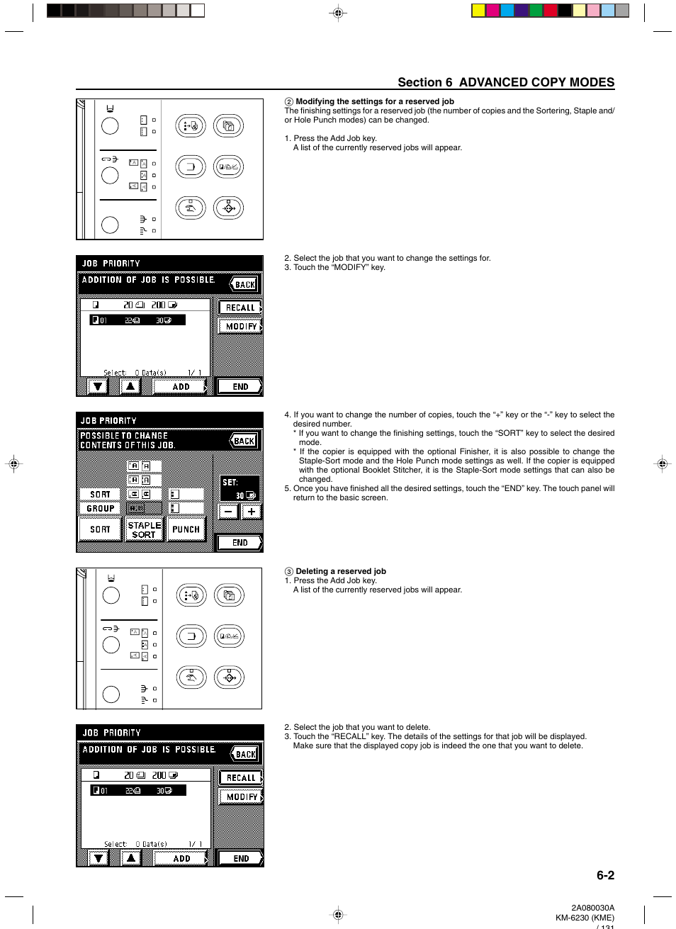 2 modifying the settings for a reserved job, 3 deleting a reserved job | TA Triumph-Adler DC 2062 User Manual | Page 69 / 165