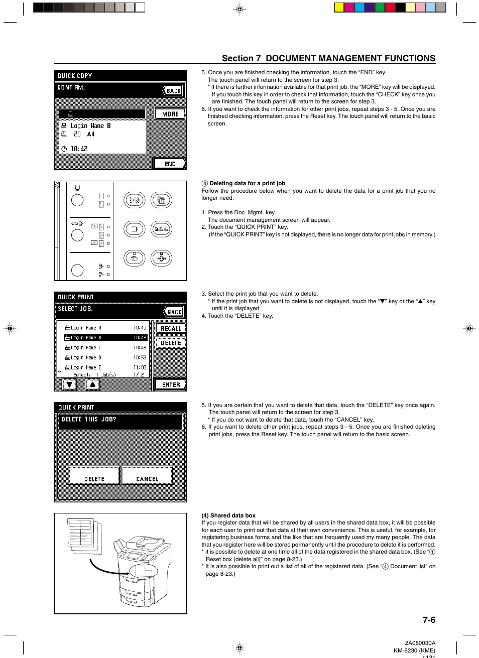 3 deleting data for a print job, 4) shared data box, 3 deleting data for a print job -6 | 4) shared data box -6 | TA Triumph-Adler DC 2062 User Manual | Page 84 / 165