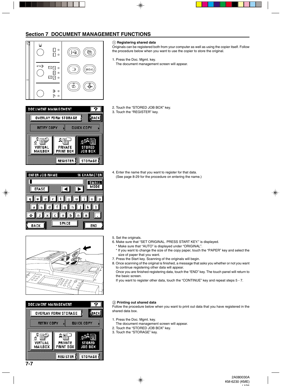 1 registering shared data, 2 printing out shared data | TA Triumph-Adler DC 2062 User Manual | Page 85 / 165