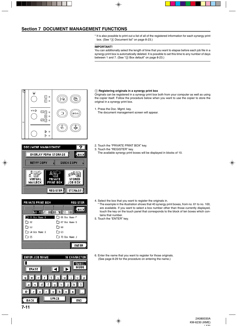 1 registering originals in a synergy print box, 1 registering originals in a synergy print box -11 | TA Triumph-Adler DC 2062 User Manual | Page 89 / 165