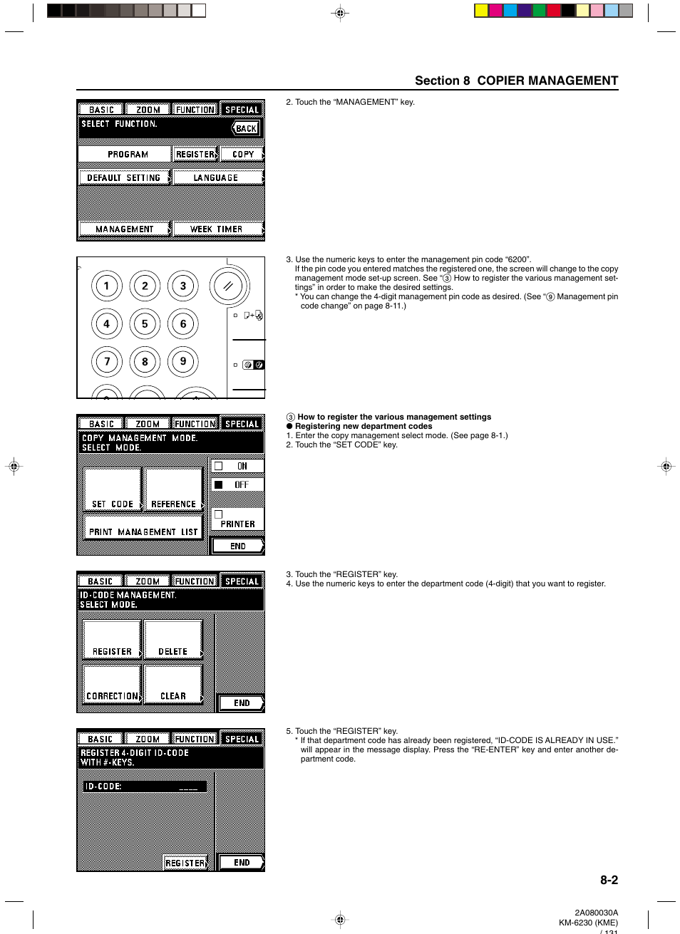 3 how to register the various management settings | TA Triumph-Adler DC 2062 User Manual | Page 99 / 165