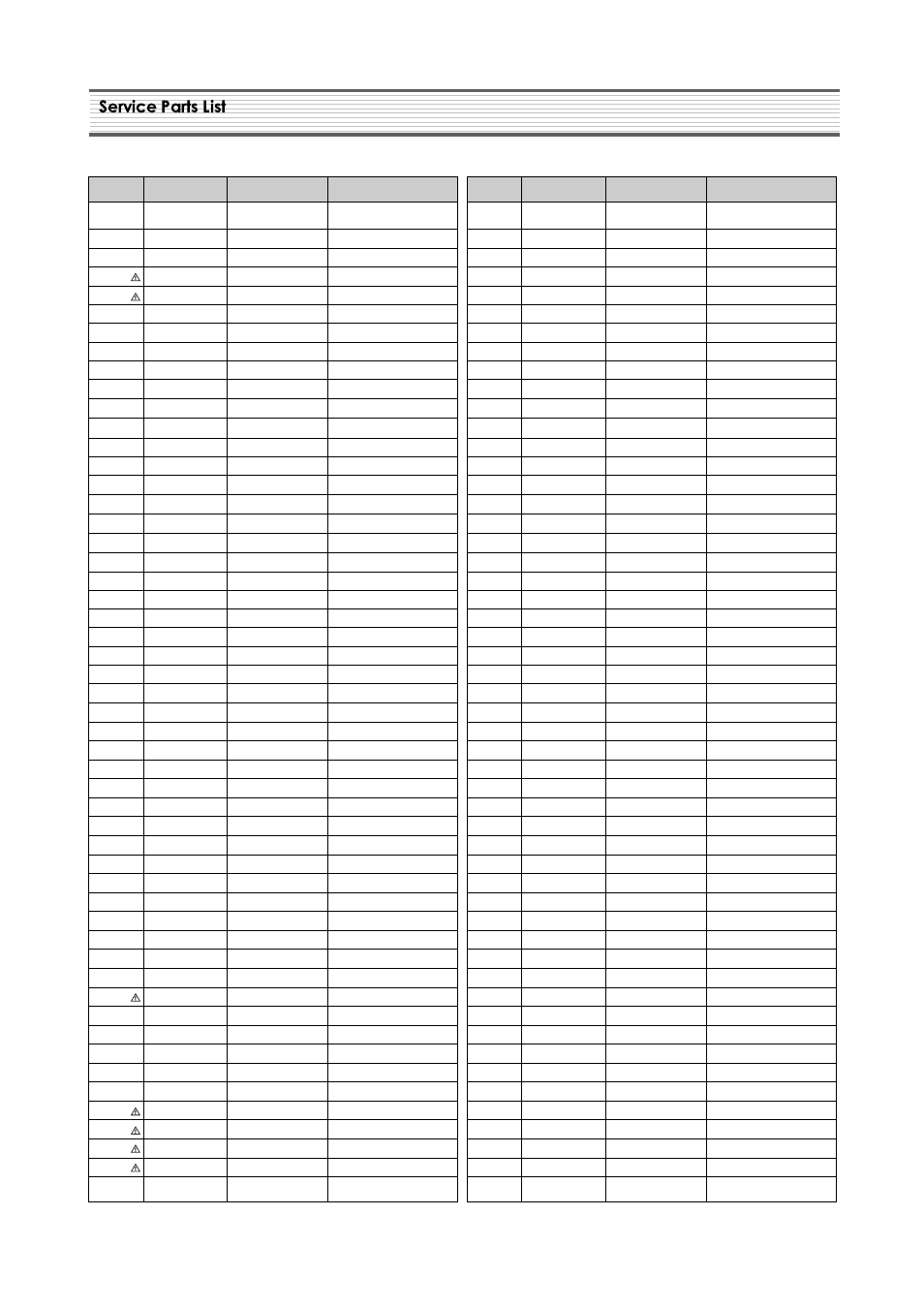 Service parts list | Daewoo DSC-3270E User Manual | Page 36 / 60