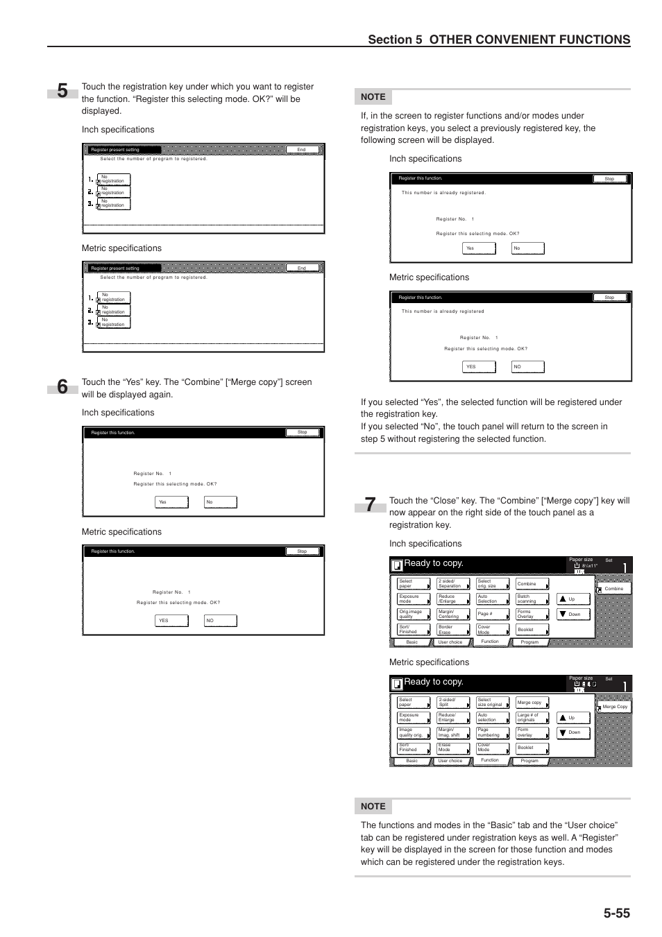 Ready to copy, Metric specifications | TA Triumph-Adler DC 2075 User Manual | Page 101 / 263