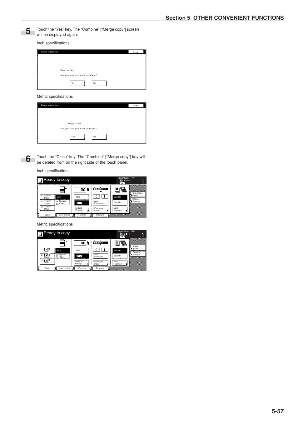 Ready to copy, Metric specifications | TA Triumph-Adler DC 2075 User Manual | Page 103 / 263