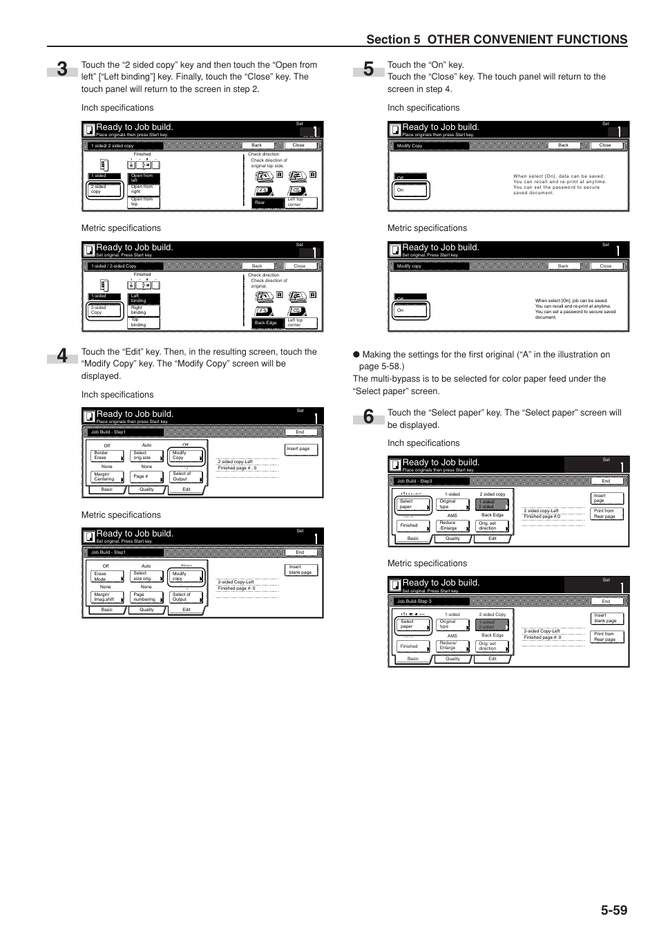 Ready to job build, Metric specifications | TA Triumph-Adler DC 2075 User Manual | Page 105 / 263