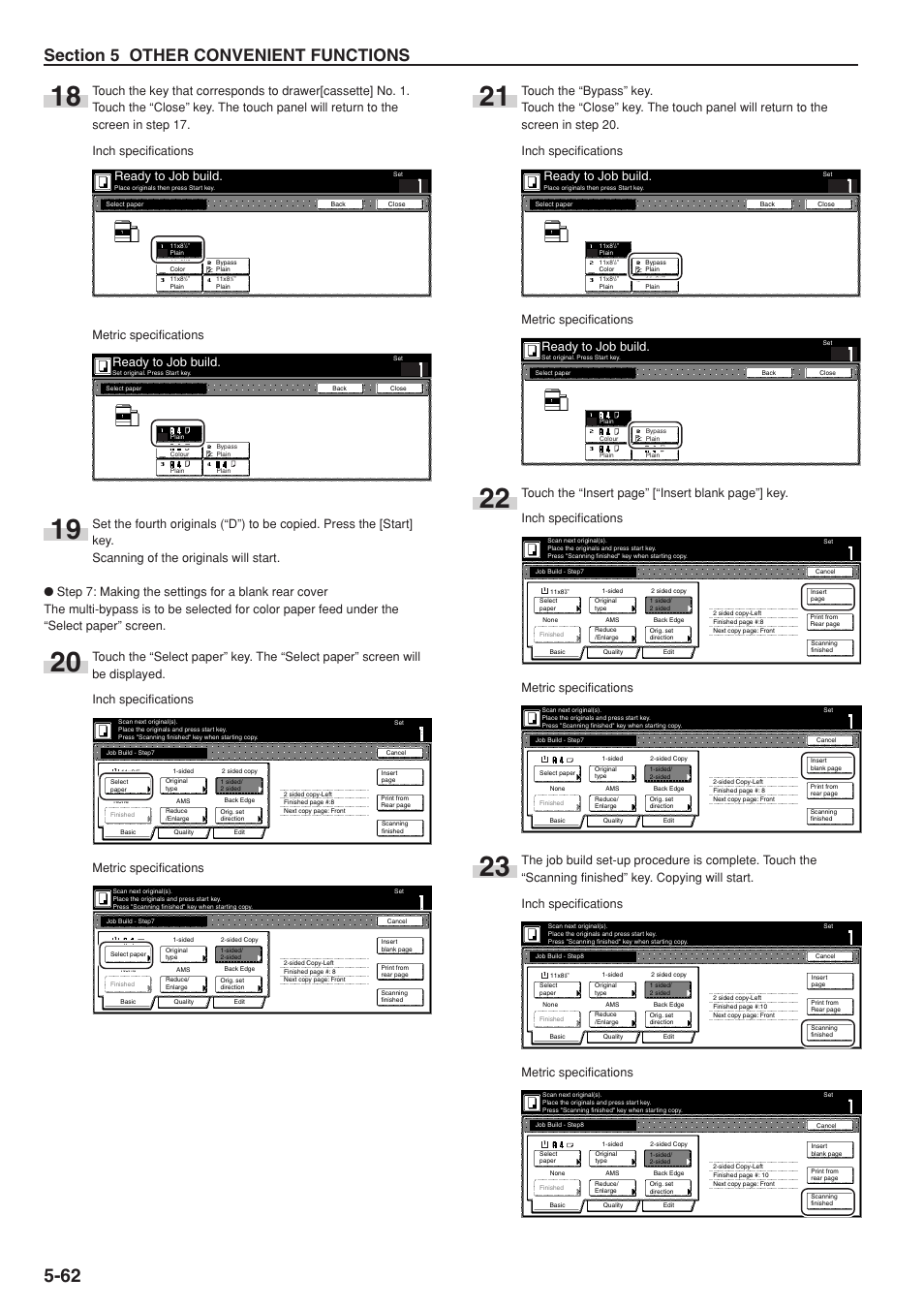 Ready to job build, Metric specifications | TA Triumph-Adler DC 2075 User Manual | Page 108 / 263