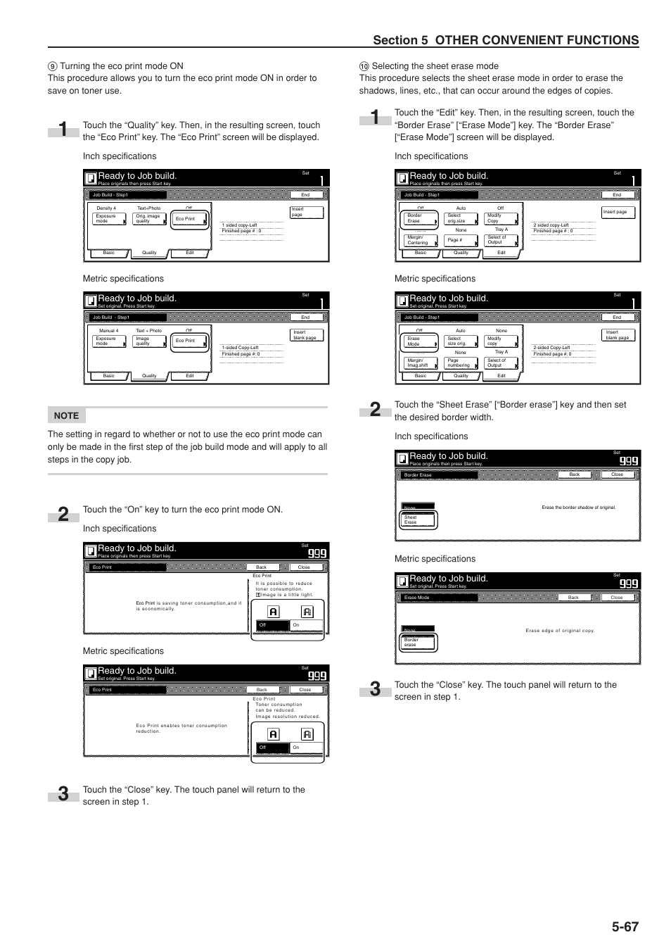 Ready to job build, Metric specifications | TA Triumph-Adler DC 2075 User Manual | Page 113 / 263