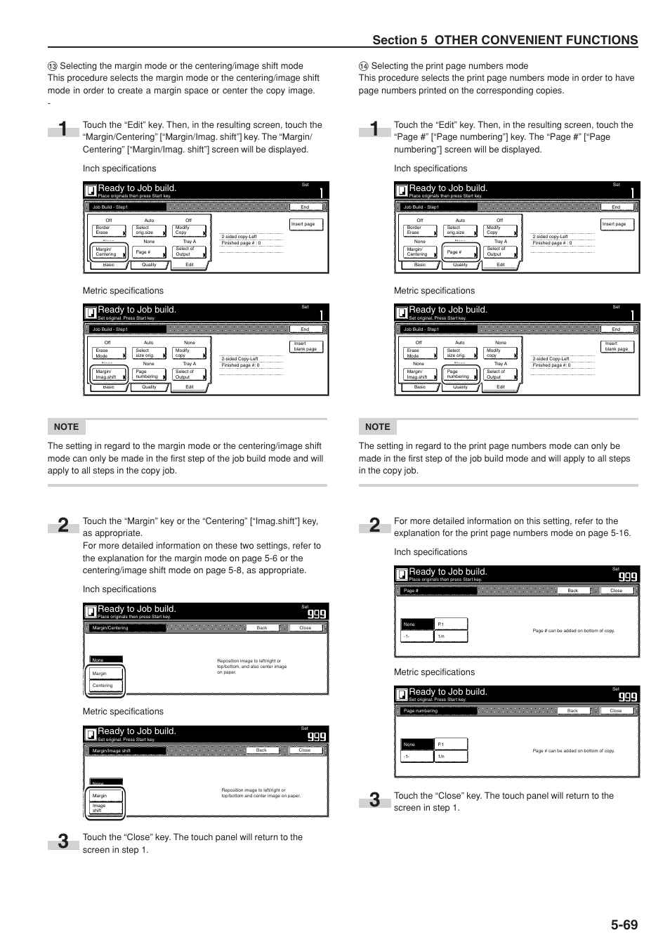 Ready to job build, Metric specifications | TA Triumph-Adler DC 2075 User Manual | Page 115 / 263