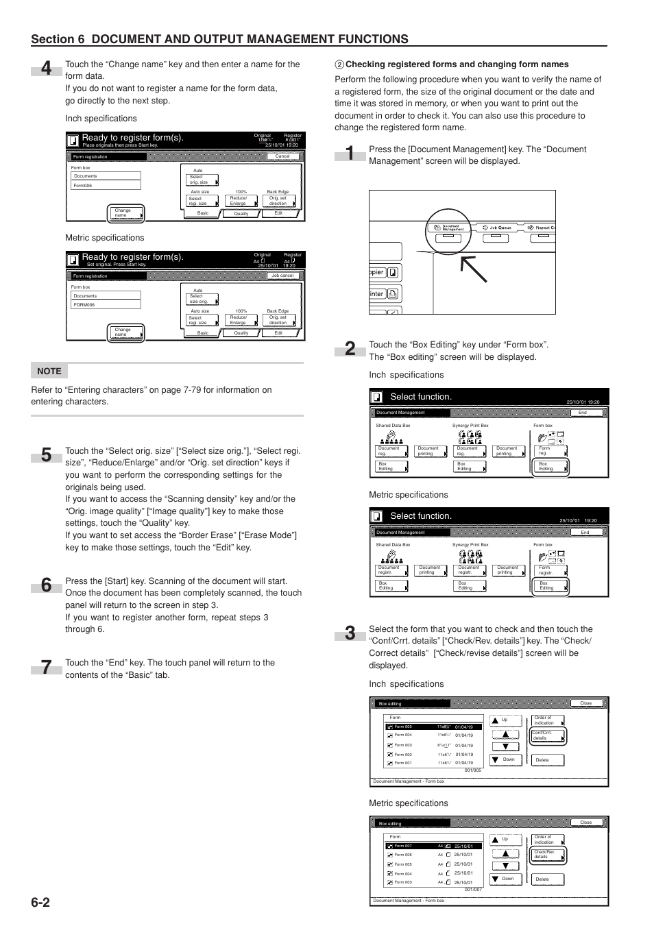 Ready to register form(s), Select function, Metric specifications | TA Triumph-Adler DC 2075 User Manual | Page 118 / 263