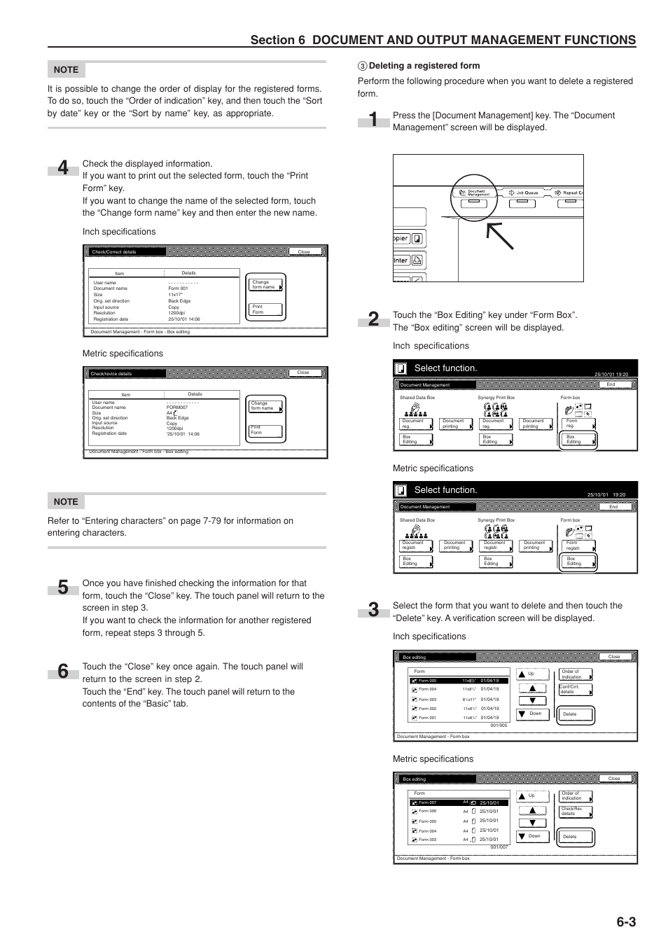 Select function, Metric specifications | TA Triumph-Adler DC 2075 User Manual | Page 119 / 263