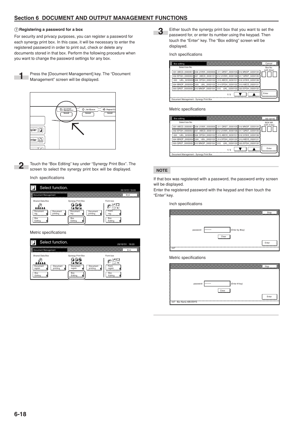 Select function, Metric specifications | TA Triumph-Adler DC 2075 User Manual | Page 134 / 263