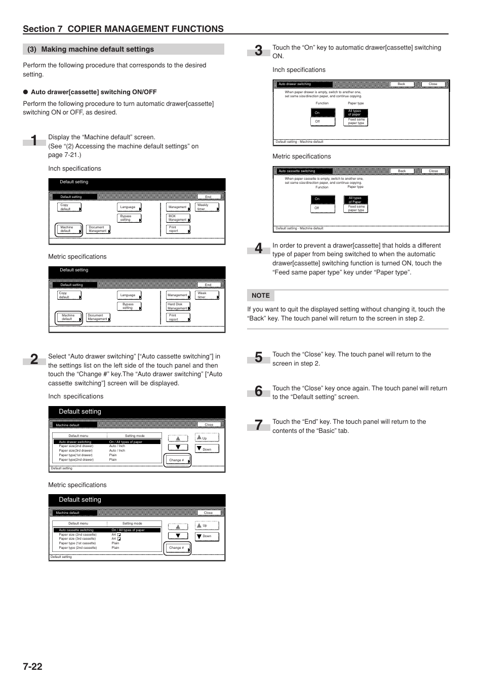3) making machine default settings, Default setting | TA Triumph-Adler DC 2075 User Manual | Page 162 / 263