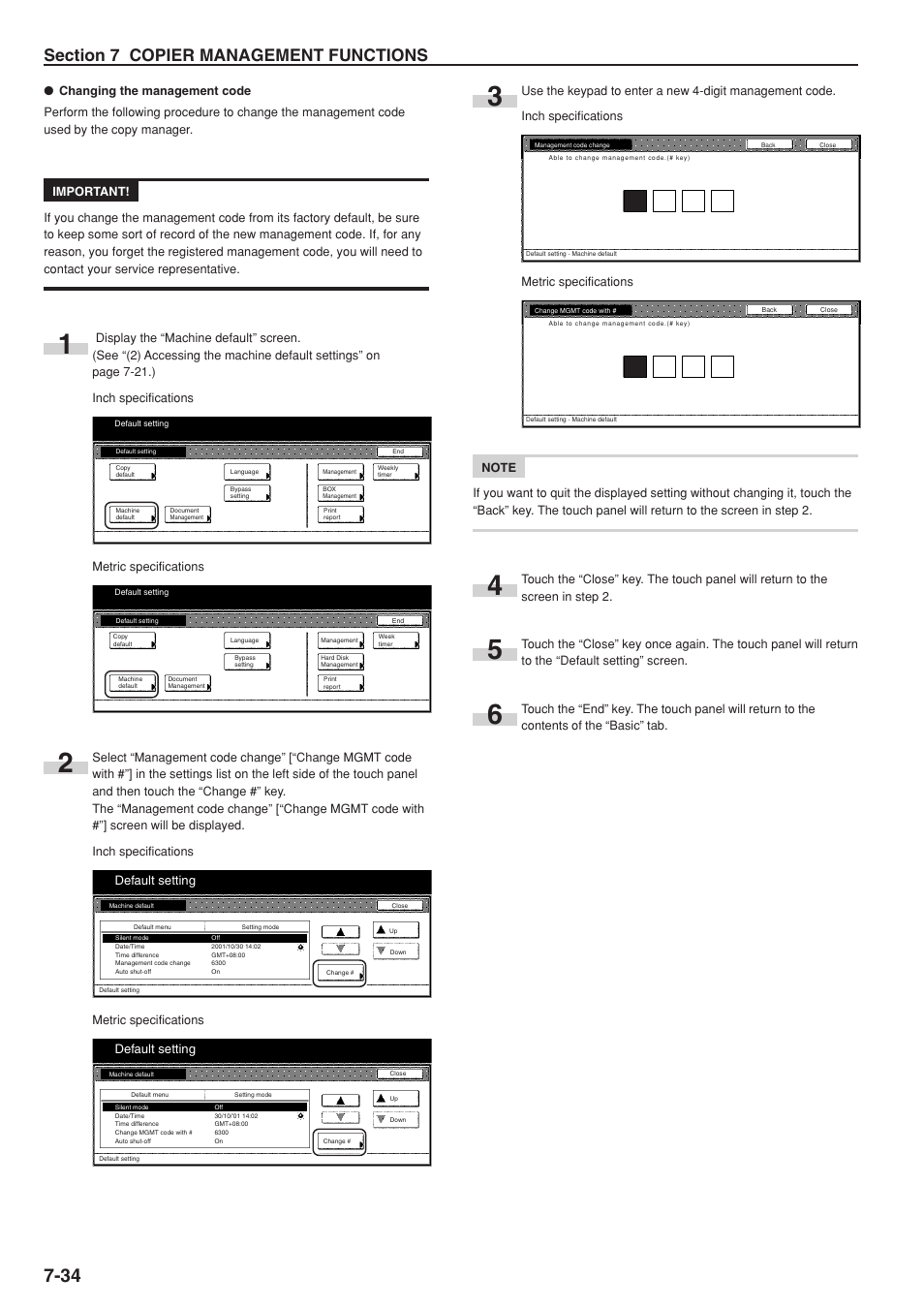 Default setting | TA Triumph-Adler DC 2075 User Manual | Page 174 / 263