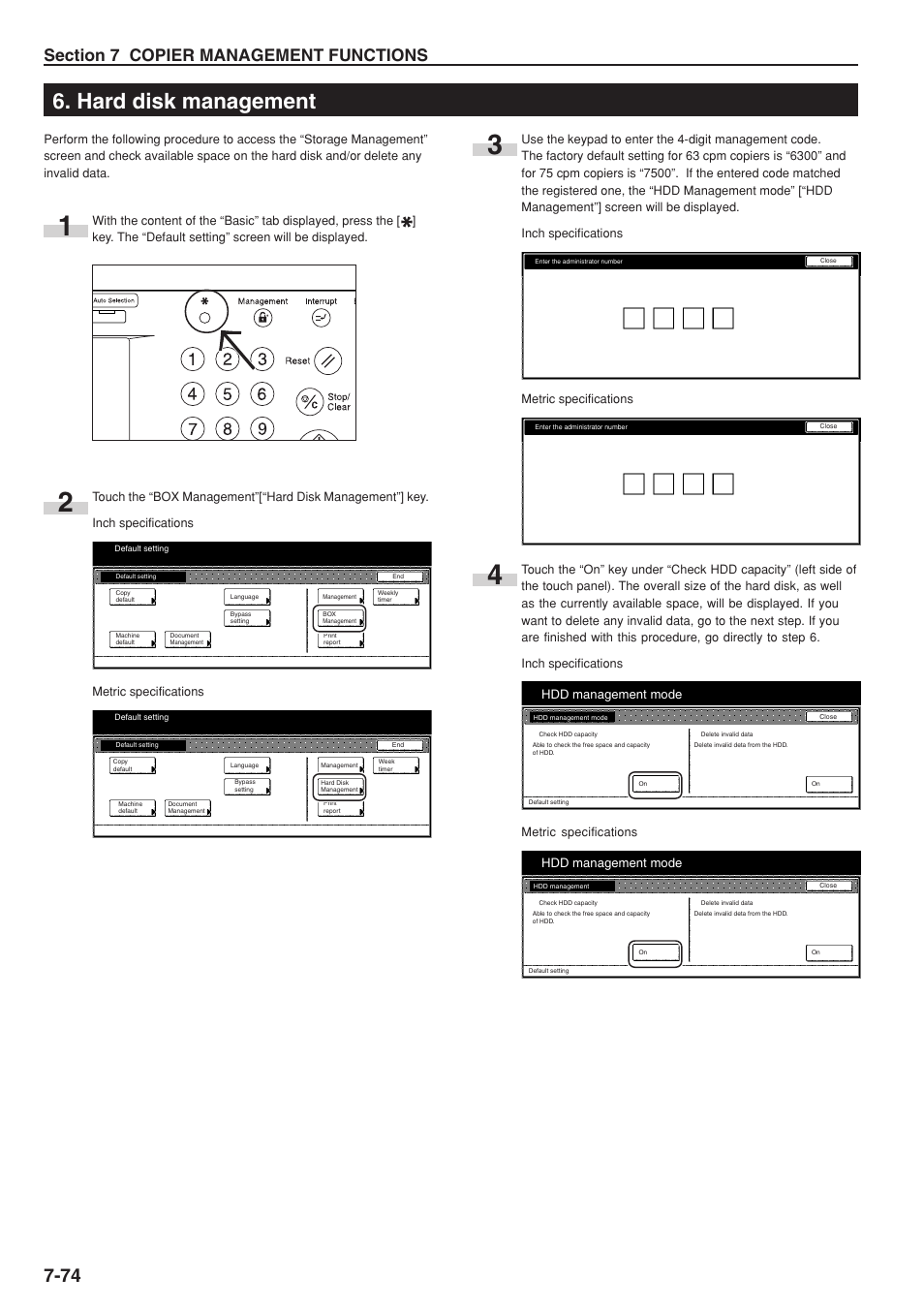 Hard disk management, Hdd management mode | TA Triumph-Adler DC 2075 User Manual | Page 214 / 263