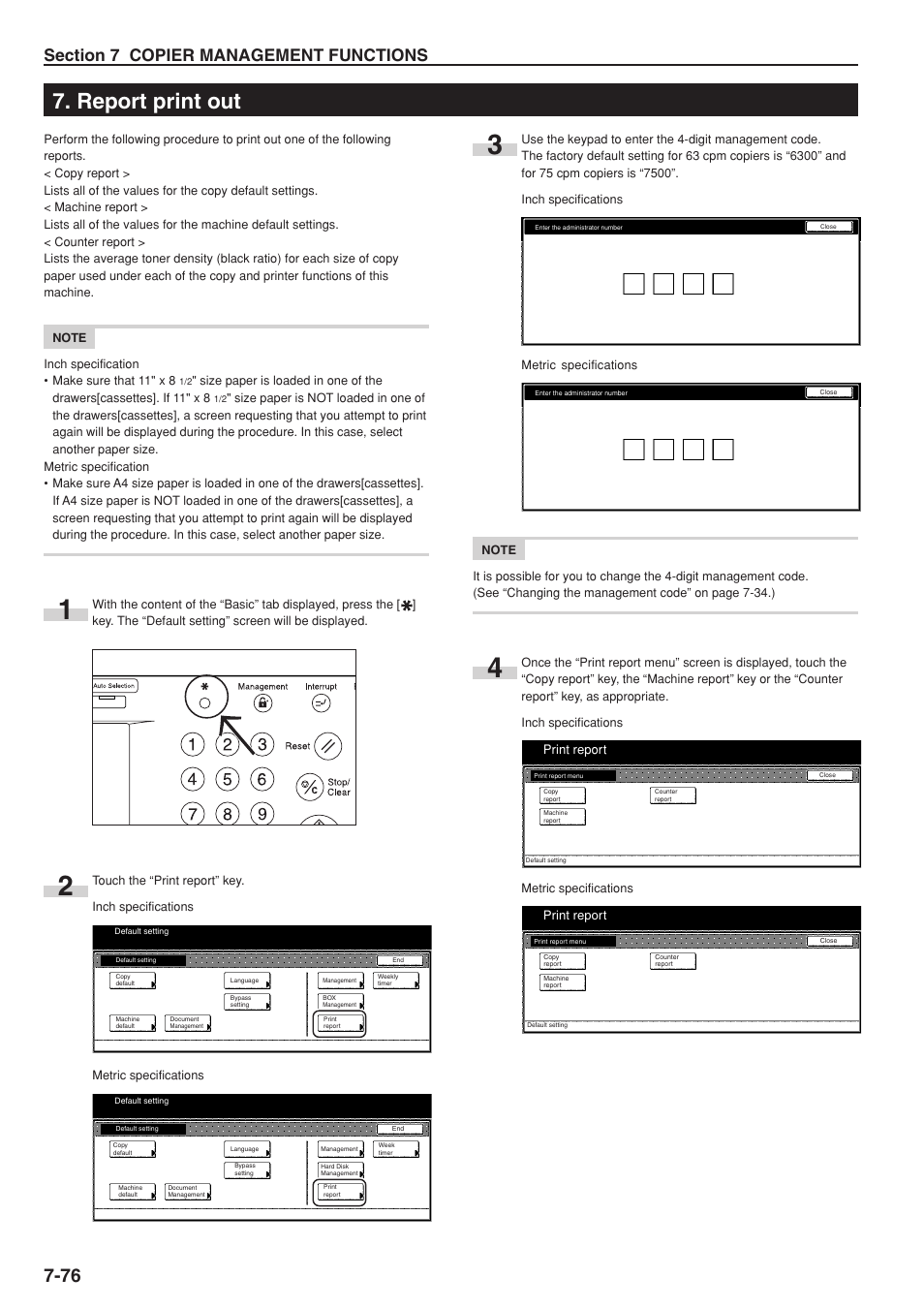 Report print out | TA Triumph-Adler DC 2075 User Manual | Page 216 / 263