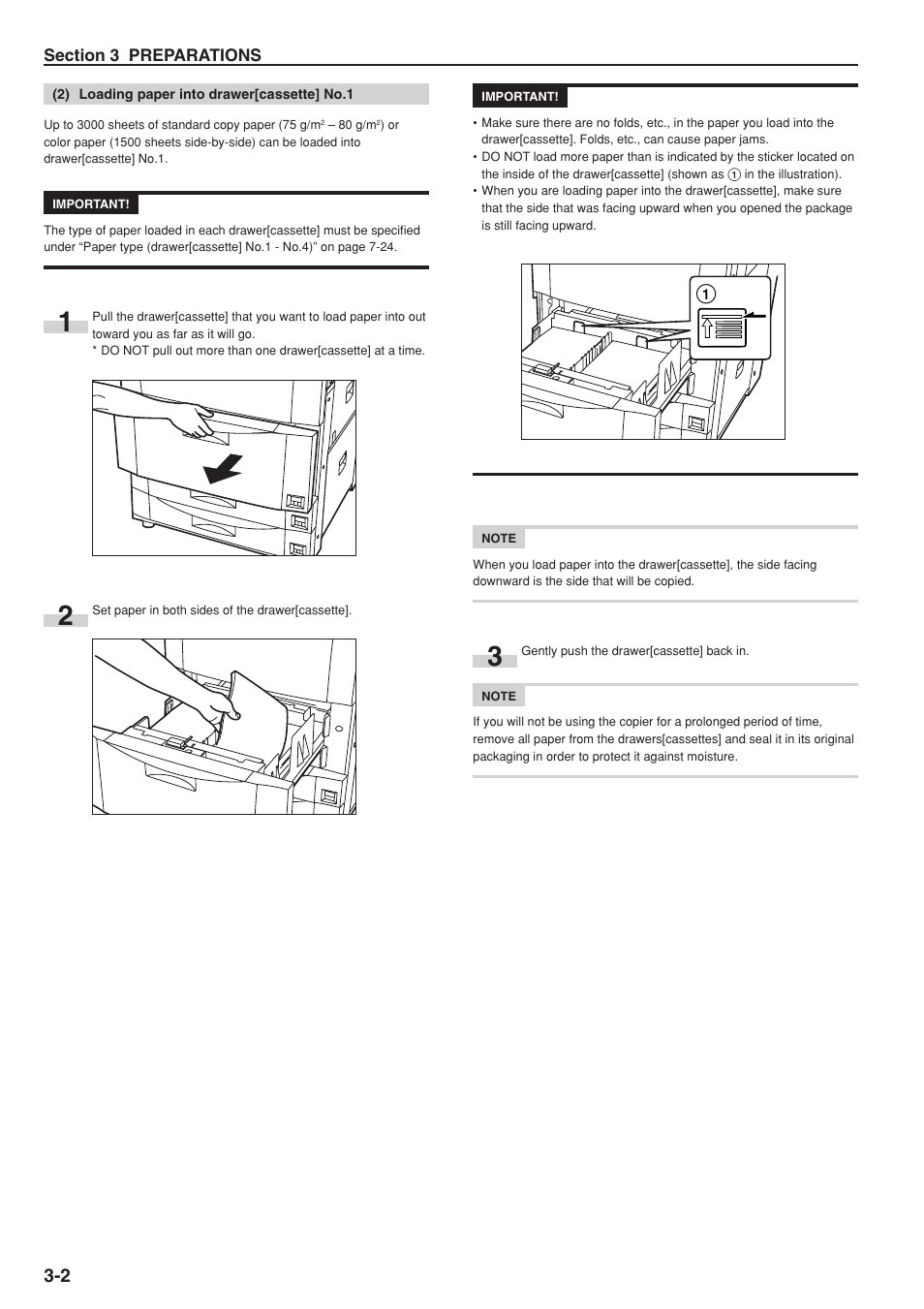 2) loading paper into drawer[cassette] no.1 | TA Triumph-Adler DC 2075 User Manual | Page 22 / 263