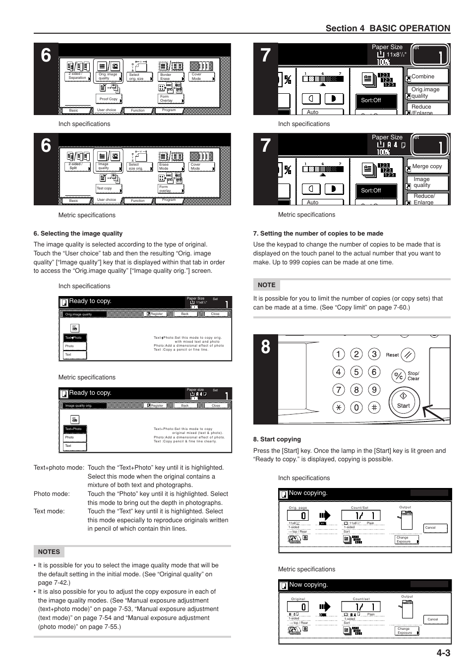 Ready to copy, Now copying | TA Triumph-Adler DC 2075 User Manual | Page 35 / 263