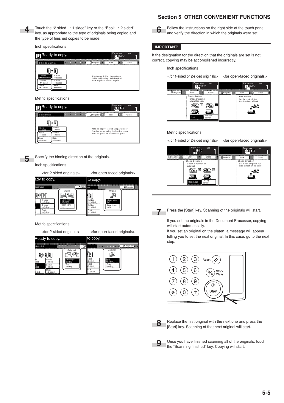 Ady to copy, Ready to copy, Metric specifications | TA Triumph-Adler DC 2075 User Manual | Page 49 / 263
