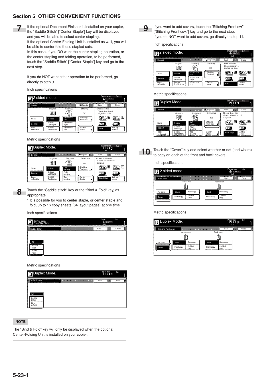 2 sided mode, Duplex mode, Metric specifications | TA Triumph-Adler DC 2075 User Manual | Page 68 / 263