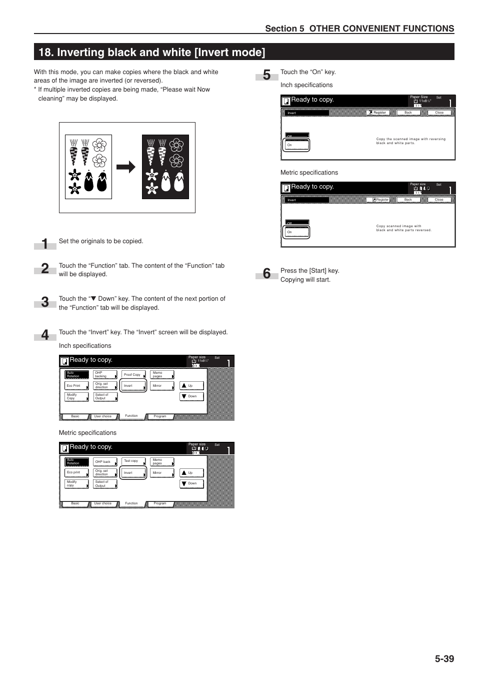 Inverting black and white [invert mode, Ready to copy | TA Triumph-Adler DC 2075 User Manual | Page 85 / 263