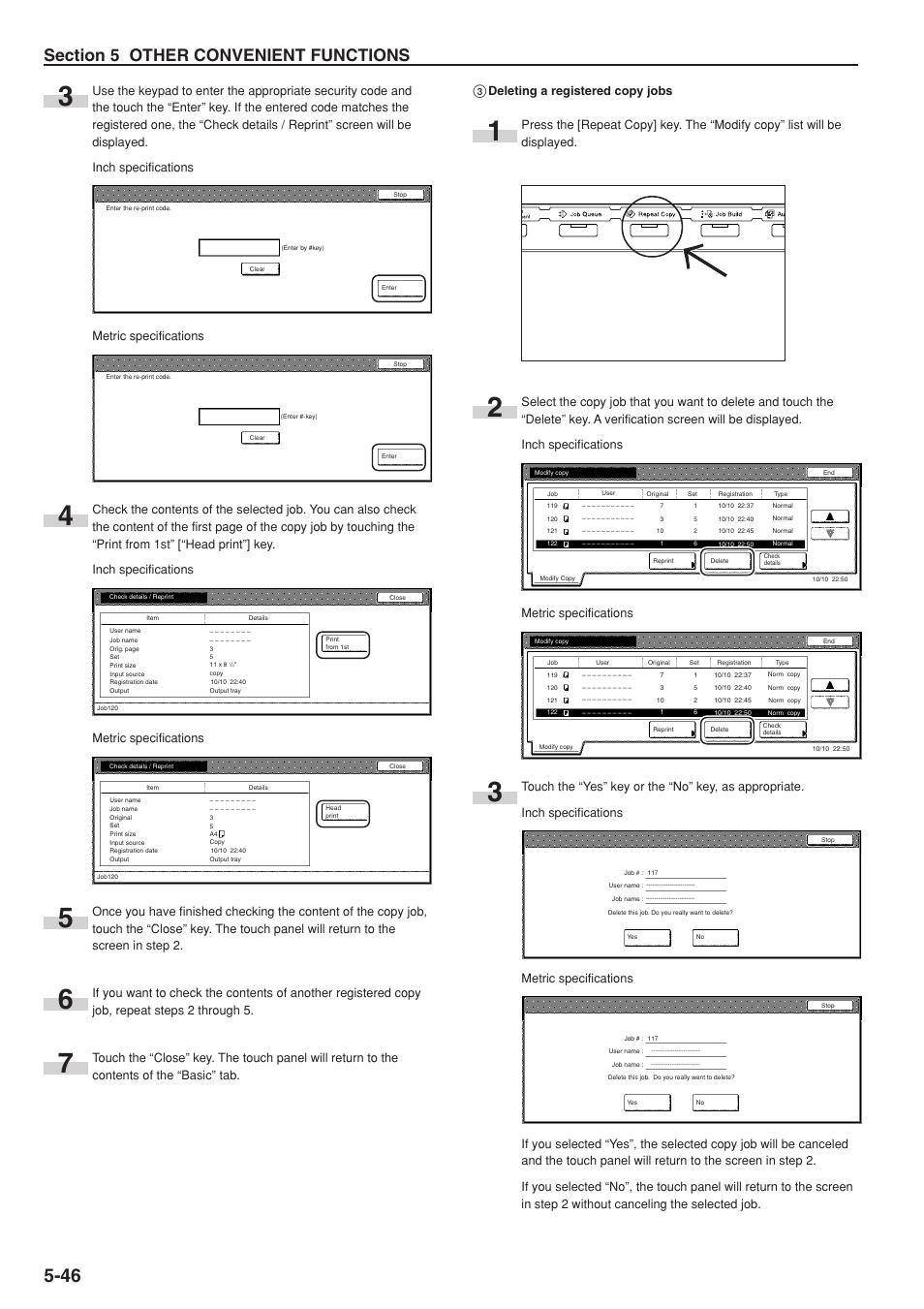 Metric specifications | TA Triumph-Adler DC 2075 User Manual | Page 92 / 263