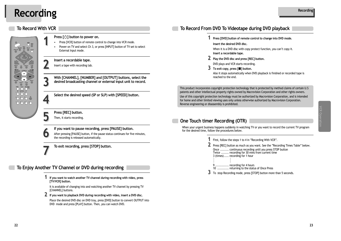 Recording | Daewoo DV6T534B User Manual | Page 14 / 28