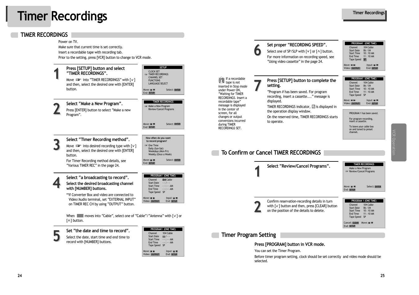 Timer recordings | Daewoo DV6T534B User Manual | Page 15 / 28