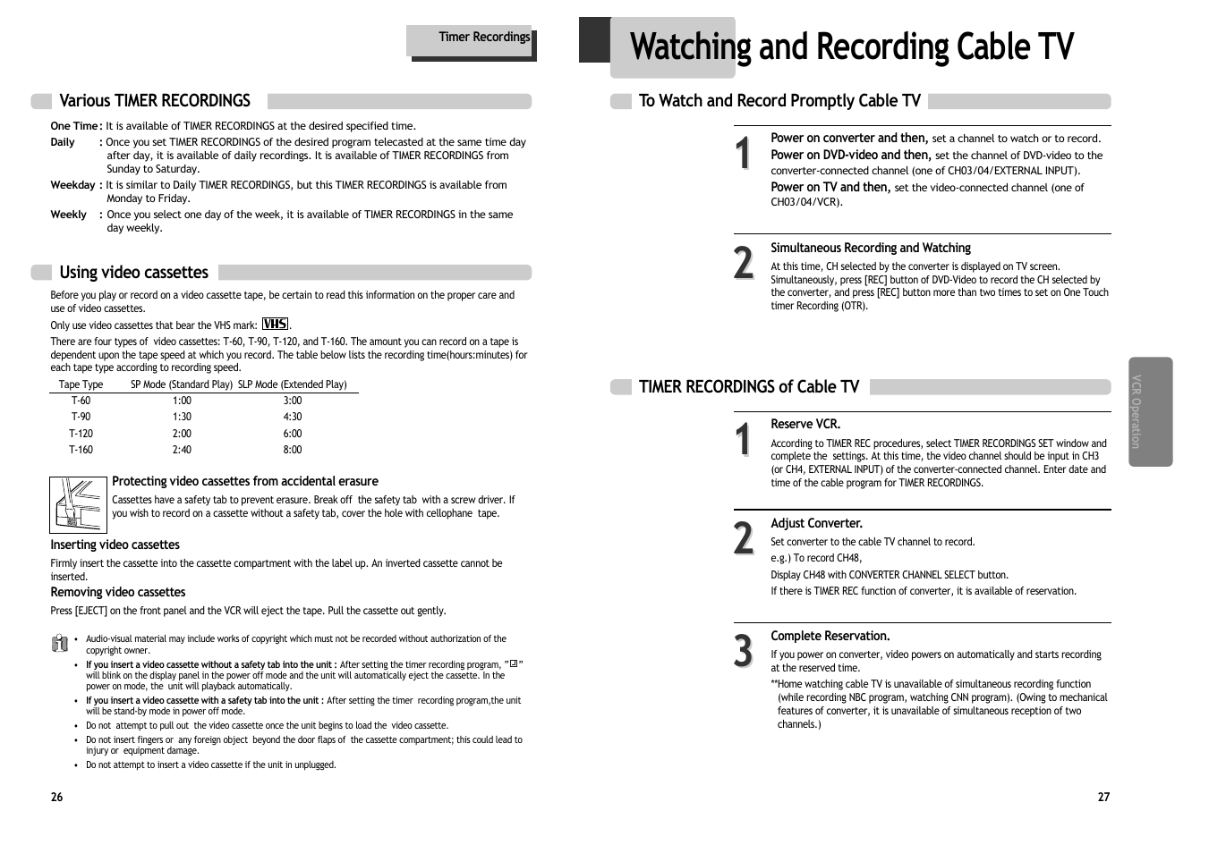 Watching and recording cable tv | Daewoo DV6T534B User Manual | Page 16 / 28